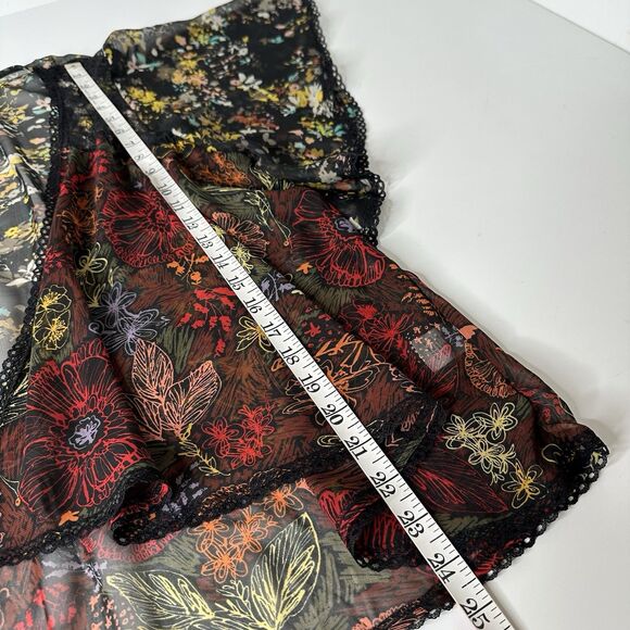 Fig And Flower Sheer Cardigan Top L Black Floral Flutter Sleeve Whimsigoth Fairy - Picture 12 of 14